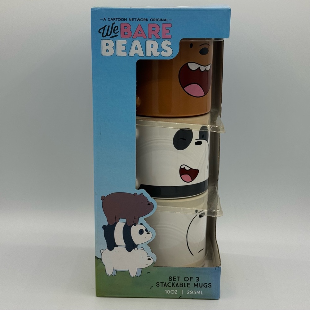 We Bare Bears Mugs-Grizzly-Panda-Ice Bear- Cartoon Network - Stackable Set Of 3